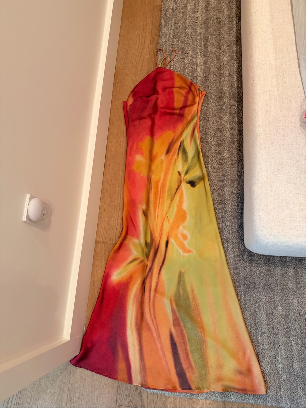 Nasty Gal Satin Floral Ombre Halter Cowl Back Maxi Dress | US 4 - Picture 5 of 7